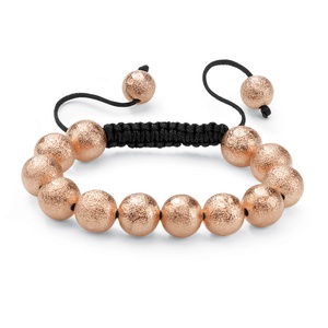 PalmBeach Jewelry Matte Rosetone Black Macrame Rope Tranquility-Style Beaded Bracelet 8"