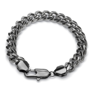 PalmBeach Jewelry Men's 10.5 mm Curb-Link Chain Bracelet Black Ruthenium-Plated 9"