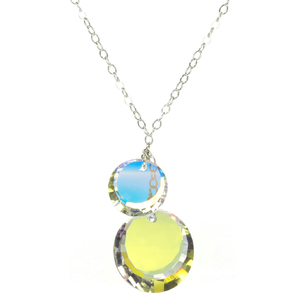 Lita Swarovski Double Moon Pendants With Sterling Silver Chain 18&quot;