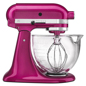 KitchenAid KSM155GBRI  Artisan Design Series Raspberry Ice 5 Quart Stand Mixer with Glass Bowl