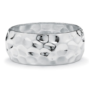 PalmBeach Jewelry Silvertone Wide Hammered-Style Bangle Bracelet 9&quot;