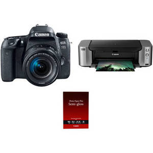 EOS 77D DSLR Camera with 18-55mm Lens and Inkjet Printer Kit