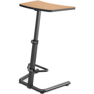 Up-Rite Height Adjustable Sit/Stand Desk (Castle Oak Finish, Black Edge)