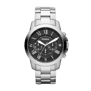 Mens Grant Silver-Tone Stainless Steel Watch Black Dial