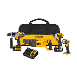 20V MAX Premium 4-Tool Combo Kit - Hammerdrill Recip Saw Driver LED Light