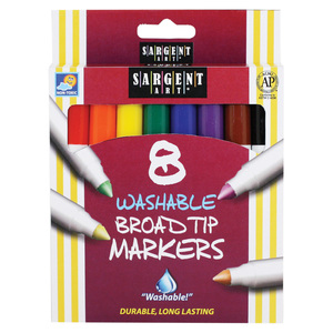 Sargent Art Washable Markers, Broad Tip, 8 Colors, Bundle Of 12