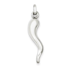 Sterling Silver Italian Horn Pendant - Measures 1/4" X 1"