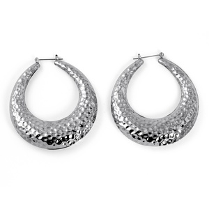 PalmBeach Jewelry Silvertone Hammered-Style Hoop Earrings 2&quot; Diameter