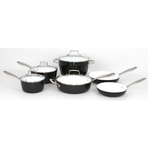 10pc Forged Aluminum Cookware Set Black