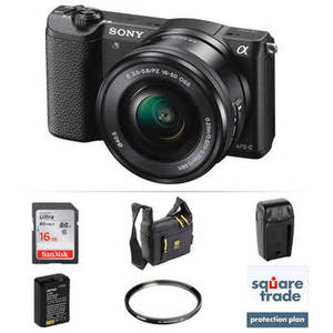 Alpha a5100 Mirrorless Digital Camera with 16-50mm Lens Deluxe Kit (Black)