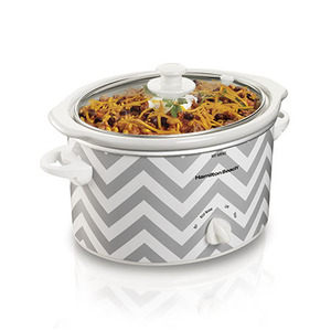 3 Quart Slow Cooker Gray Chevron