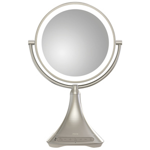 9" Double-Sided Vanity Mirror w/ BT Speaker Silver/Nickel