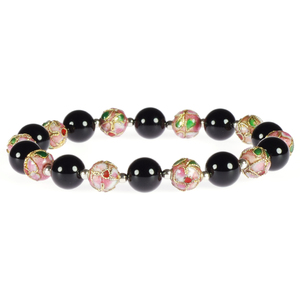 Lita Black Onyx With Cloisonne Stretch Bracelet