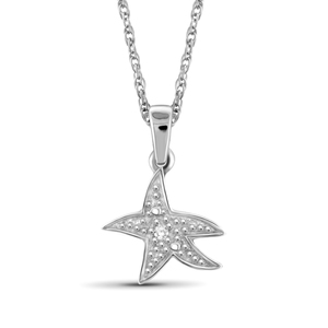 JewelonFire White Diamond Accent Sterling Silver Starfish Pendant