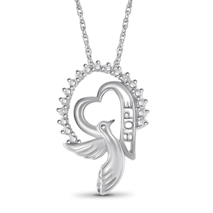 JewelonFire White Diamond Accent Sterling Silver Hope Pendant