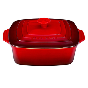 2.75Qt. Covered Stoneware Square Casserole Cherry