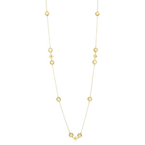 Genuine Citrine Coin on Chain Gold Over Sterling Silver, 36" Necklace