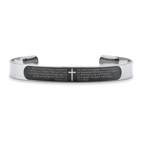 PalmBeach Jewelry Lord's Prayer Cuff Bracelet in Stainless Steel