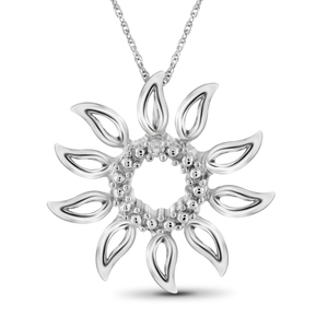 JewelonFire White Diamond Accent Sterling Silver Sun Flower Pendant