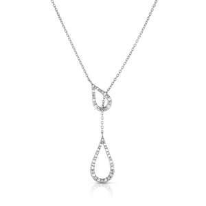 Sterling Silver 17&quot;+2&quot; extender 1/4 CTTW Diamond Teardrop Necklace