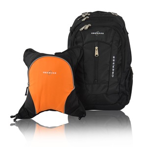 Obersee Bern Diaper Bag Backpack with Detachable Cooler, Black/Orange