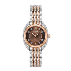 Ladies Diamond Collection Two-Tone Diamond Watch Brown Dial