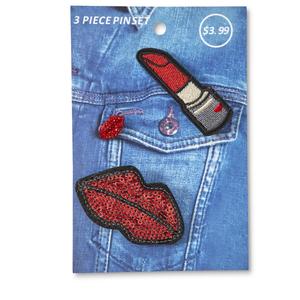 3-Pack Fashion Pins - Lipstick