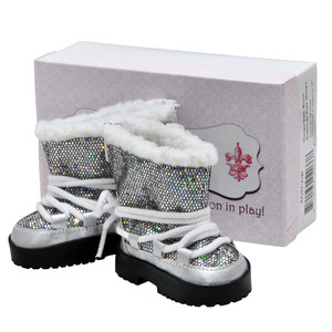 The Queen's Treasures Fashionable Silver Sparkle Winter Lace Up Boots +Authentic Shoe Box, Clothing Accessories Fits 18" Girl Doll Clothes