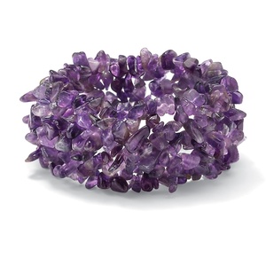 PalmBeach Jewelry Nugget-Cut Genuine Amethyst Stretch Bracelet 7&quot;