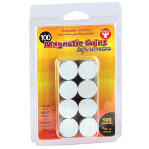 Hygloss Ed Prod Self-Adhesive Magnetic Coins- 100, 3/4" Coins, Bundle Of 6
