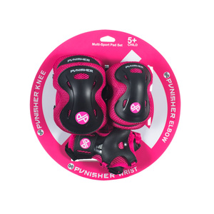 Punisher Skateboards Elbow, Knee, Wrist Pad Set, Pink, Small