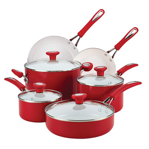 12pc Ceramic Cookware Set Chili Red