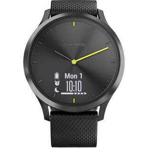 vivomove HR Sport Watch (Large, Black with Black Silicone Band)