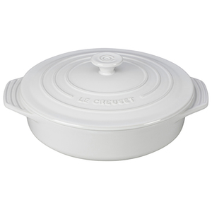 2.1 Qt. Covered Stoneware Round Casserole White