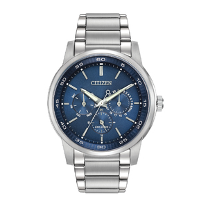 Mens Dress Eco-Drive Stainless Steel Watch Blue Dial