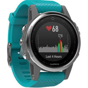 fenix 5S Multi-Sport Training GPS Watch (Silver, Turquoise Band)