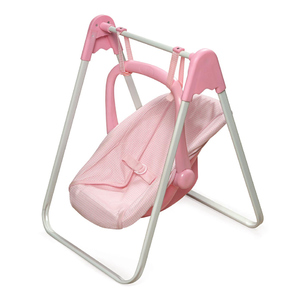 Badger Basket Doll Swing and Carrier - Pink Gingham