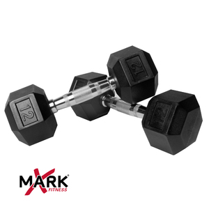 12 lb. Commercial Rubber Hex Dumbbells (pair) XM-3301-12-P