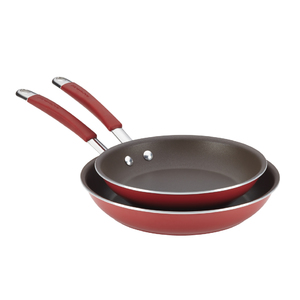 Cucina Twin Pack Hard Enamel Skillets Cranberry Red