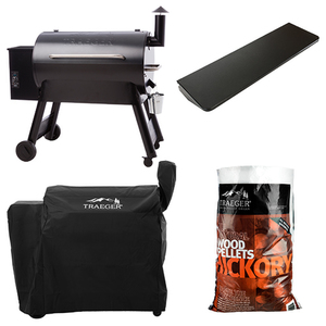 Blue Pro Series 34 Pellet Grill w/ Hardwood Pellets Grill Cover & Front Shelf