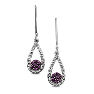 10K White Gold 1/4Cttw P Dia 7 Stn Cluster Ps Leverback Earrings