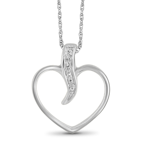 JewelonFire White Diamond Accent Sterling Silver Heart Pendant