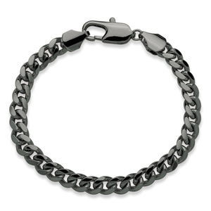 PalmBeach Jewelry Men's 10.5 mm Curb-Link Bracelet Black Ruthenium-Plated 10"