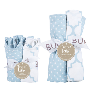 Trend Lab Blue Sky 8 Piece Bib and Burp Cloth Set