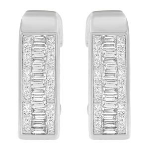 14k White Gold 17/8ct TDW Princess and Baguette Diamond Earrings (G-H, SI1-SI2)