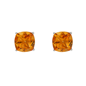 Sterling Silver 6mm Cushion Citrine Studs