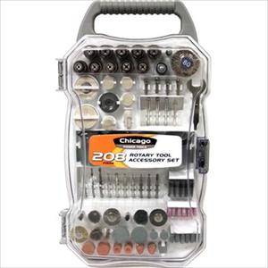 Chicago Power Tools 208-Piece Rotary Tool Accessory Set