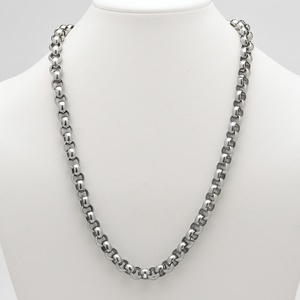 PalmBeach Jewelry Men's Stainless Steel Rolo-Link 6 mm Necklace Chain 24&quot;