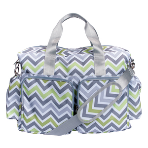 Green, Gray, and White Chevron Deluxe Duffle Diaper Bag