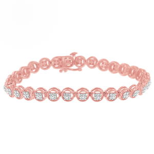 2 Micron 14k Rose Gold Plated Sterling Silver 0.25ct TDW Diamond Circle Tennis Bracelet (I-J,I2-I3)